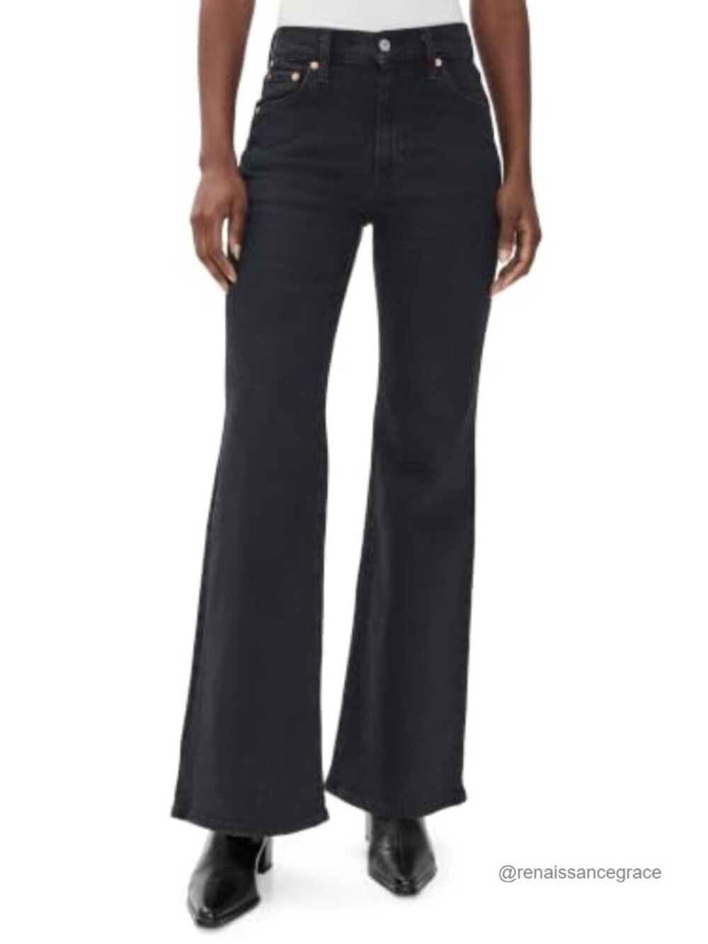 High Rise Flare Jeans Slim Fit Stretchable Cotton Blend 32 Inseam